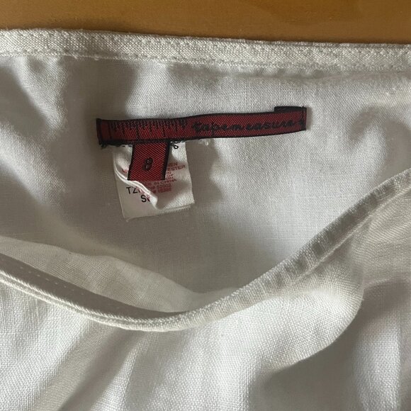 Tapemeasure White Linen Intricate Prairie Style Pleated Maxi Skirt Size 8 - Picture 11 of 14